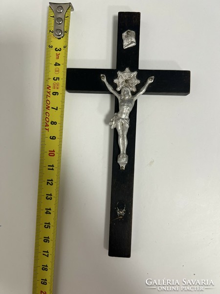Old wooden cross metal crucifix