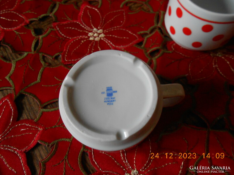 Zsolnay red polka dot coffee cup