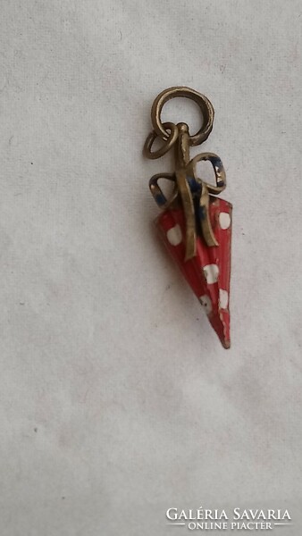 Antique beautiful gilded miniature umbrella-shaped speckled pendant, or zsuzu