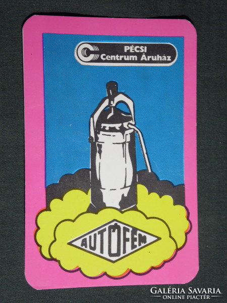 Kártyanaptár, Autófém kávéfőző , Centrum áruház Pécs,grafikai rajzos, 1983,   (4)