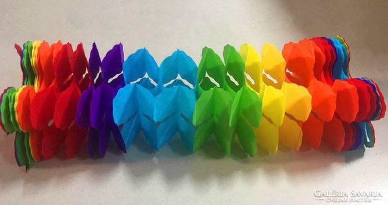 New, multi-colored / rainbow-colored paper garland, decorative garland