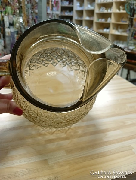 Vintage smoky brown pineapple glass jug