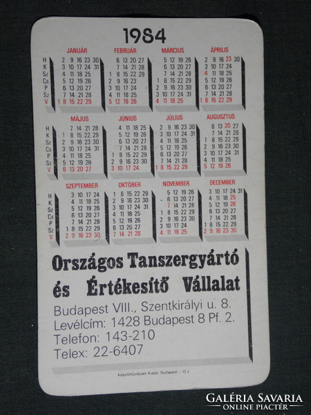 Kártyanaptár, Tanért tanszergyártó vállalat, Budapest,1984,   (4)