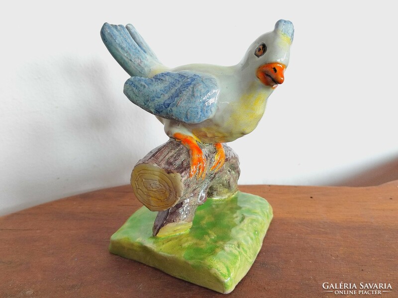 Izsépy fán ülő kerámia énekes madár figura szobor kisplasztika vintage jelzett