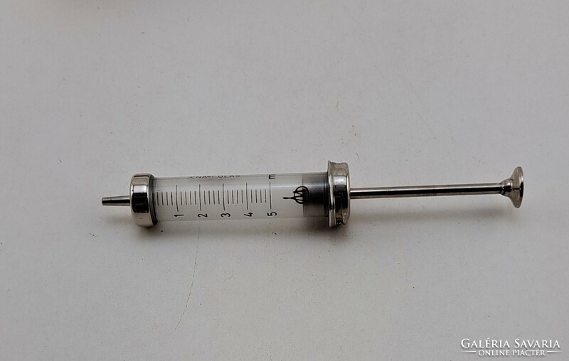 Old glass-metal syringe 5 ml record - mid century
