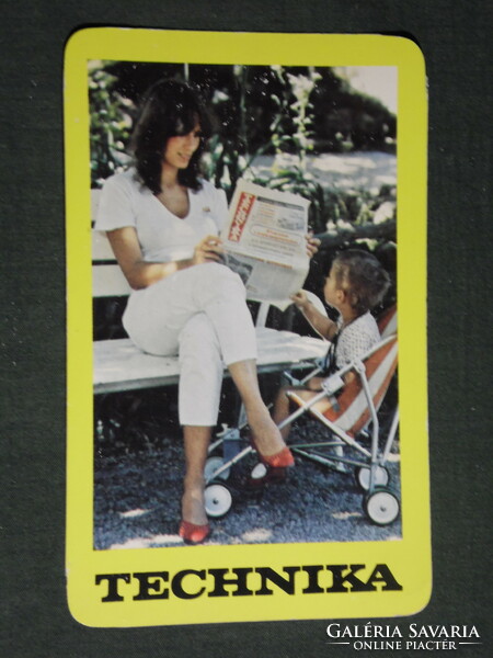 Kártyanaptár, Technika hetilap, újság, magazin, erotikus női modell ,1984,   (4)