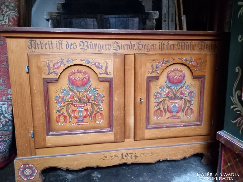 Hand-painted Swabian-style chest with shelves.