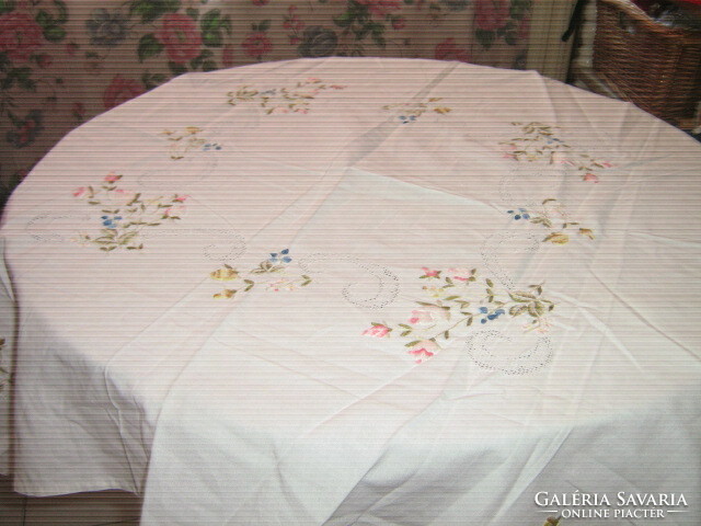 Beautiful tablecloth with colorful embroidery