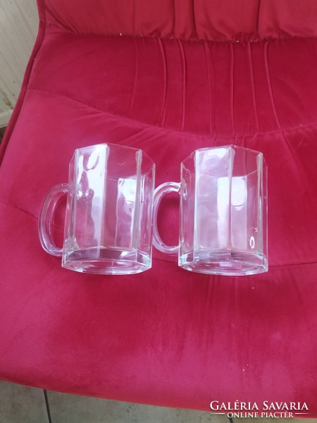 Hexagonal glass cups for sale in pairs!