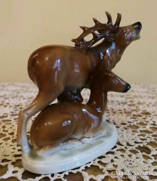 Fasold and stauch - porcelain deer and fawn couple