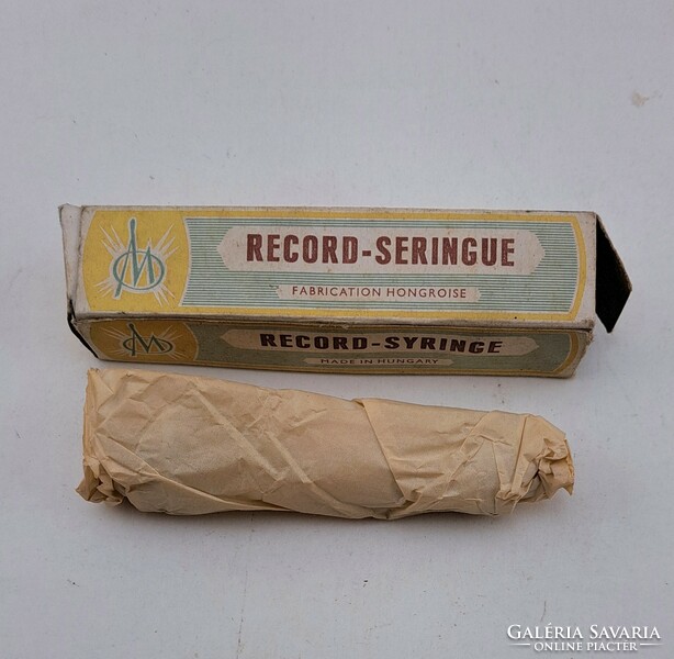 Régi üveg-fém fecskendő 5 ml Record - Mid century
