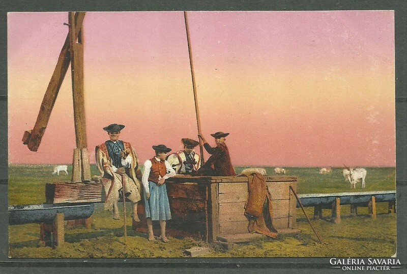 1918.- Hortobágy - did not run - postcard - goulash at the well