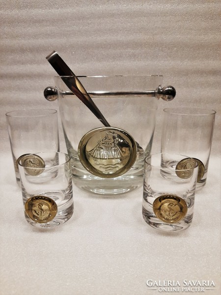 Hajós rosenthal studio - linie crystal glass drink set - ice bucket + 2 pairs of glasses
