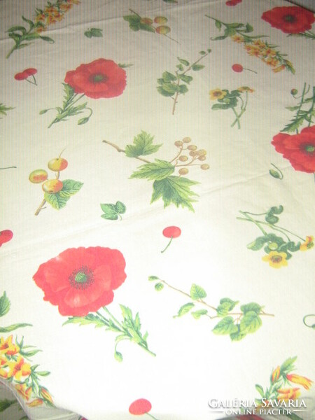 Cute vintage style summer floral poppy Italian tablecloth