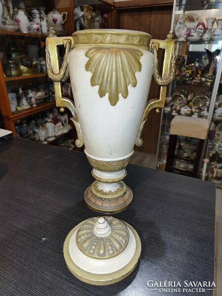 Nagyméretű Royal Dux szecessziós fedeles váza