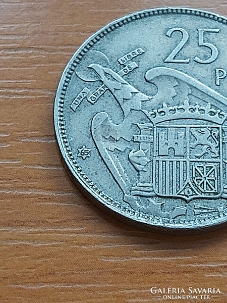 Spain 25 pesetas 1957 (65) copper-nickel, francisco franco 249