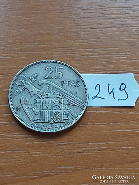 Spain 25 pesetas 1957 (65) copper-nickel, francisco franco 249
