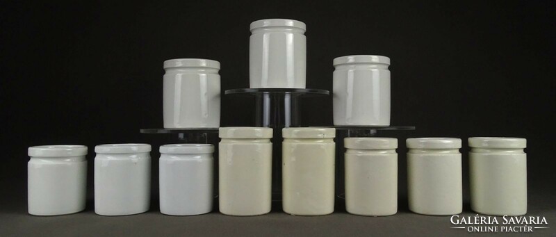 1P981 antique pharmacy porcelain apothecary jar 11 pieces