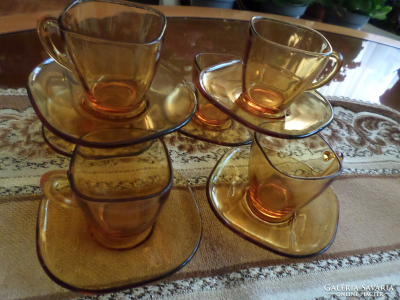New! Amber coffee set of 6 pieces, Jena vereco