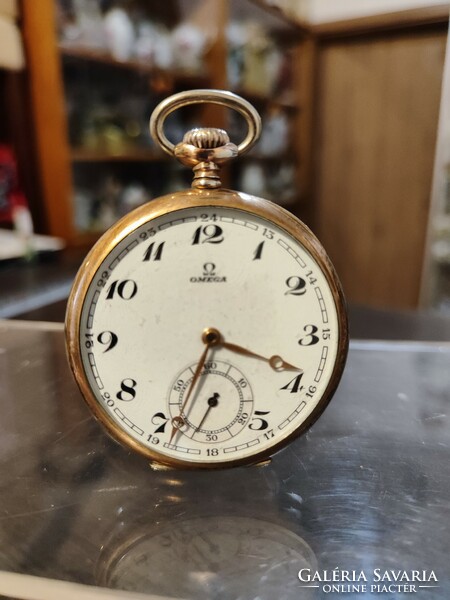Antique silver omega pocket watch with case