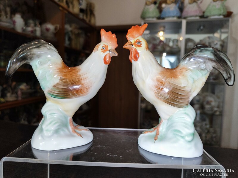 Pair of Herend roosters