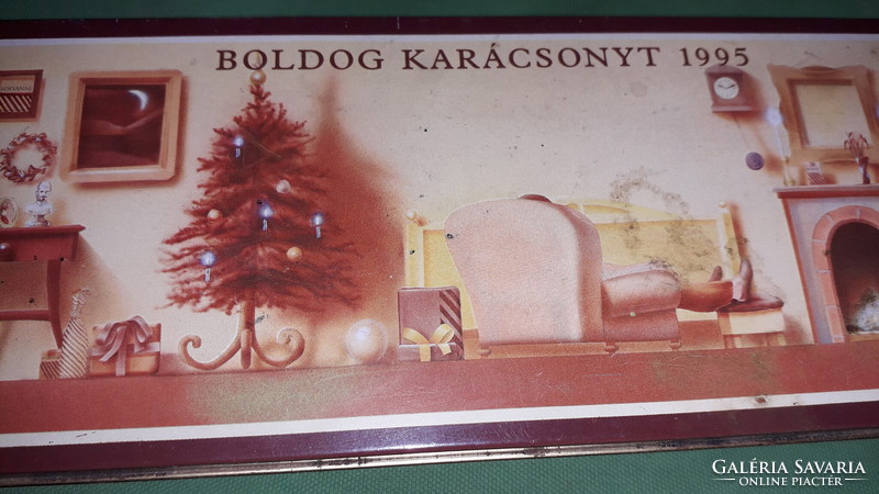 Retro SOPHIANAE 1995 karácsonyi cigaretta fém lemez pléhdoboz GYŰJTŐI  30 x 10 x 5 cm képek szerint