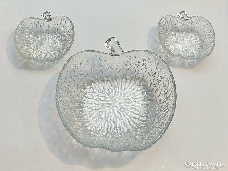 Retro alma kompótos üvegtál alma alakú üveg tál tálka készlet
