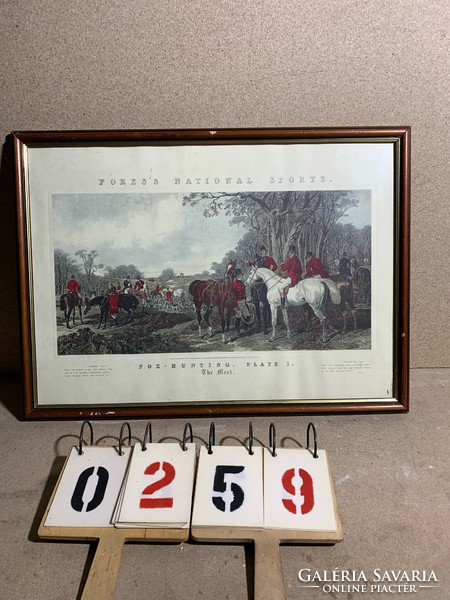 XIX. századi szines metszet, 50 x 70 cm-esek, keretezve. angol. 0259