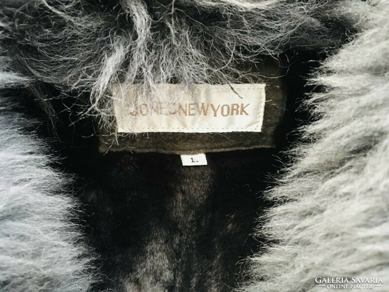 Szürke bőrkabát, bárányprémmel - Jones New York