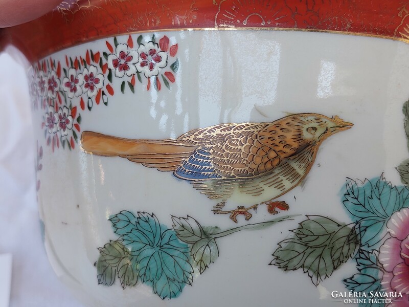 Antik Japán porcelán Kutani impozáns méretű tál - asztalközép hibátlan állapotban