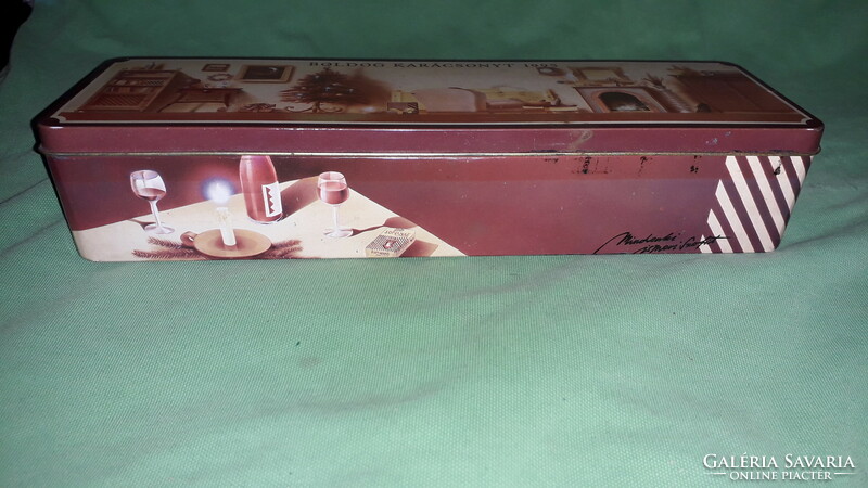 Retro SOPHIANAE 1995 karácsonyi cigaretta fém lemez pléhdoboz GYŰJTŐI  30 x 10 x 5 cm képek szerint