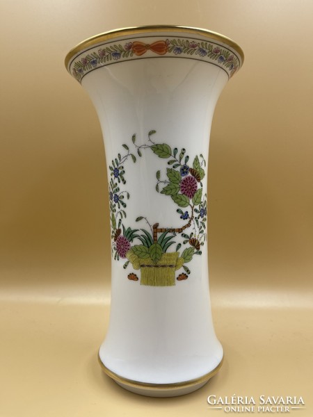Colorful Indian basket pattern vase from Herend