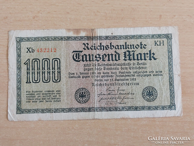 NÉMETORSZÁG 1000 MÁRKA 1922  KH