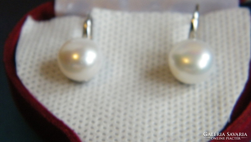 925 silver earrings with white real pearls