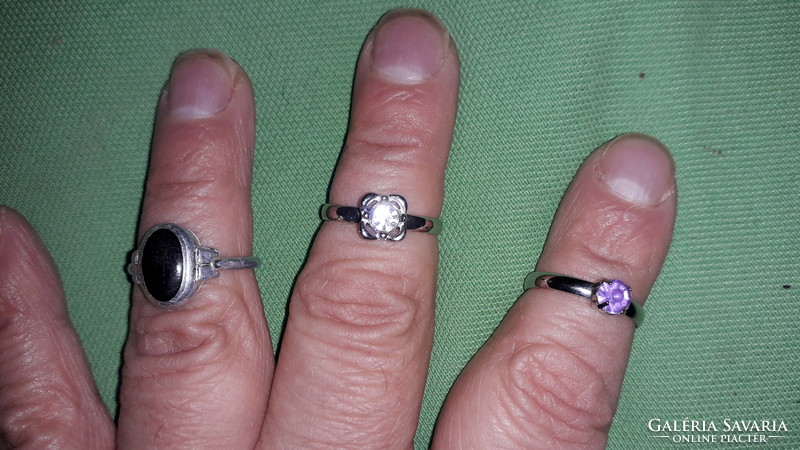 Retro silver-plated stone bijou ring package in good condition, 3 pieces in one according to the pictures 1.