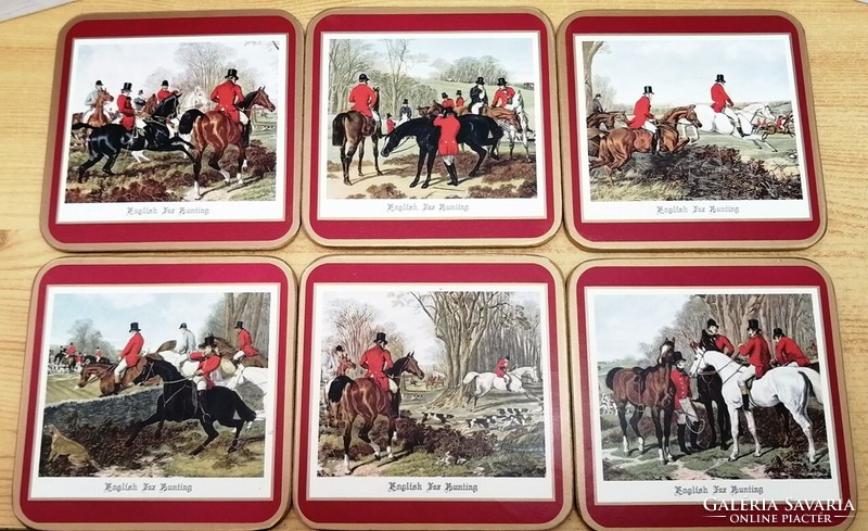 Coaster set with English hunting aristocrats, in original box