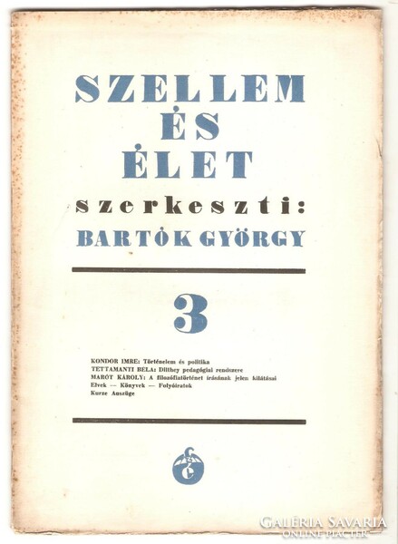 Bartók György: ﻿Szellem És Élet  1936