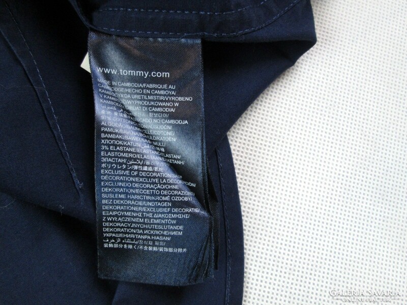 Original tommy hilfiger (s) elegant night navy long sleeve men's elastic shirt