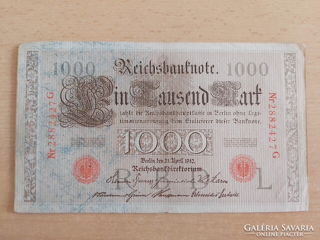 German Empire 1000 Marks 1910 288 red stamps