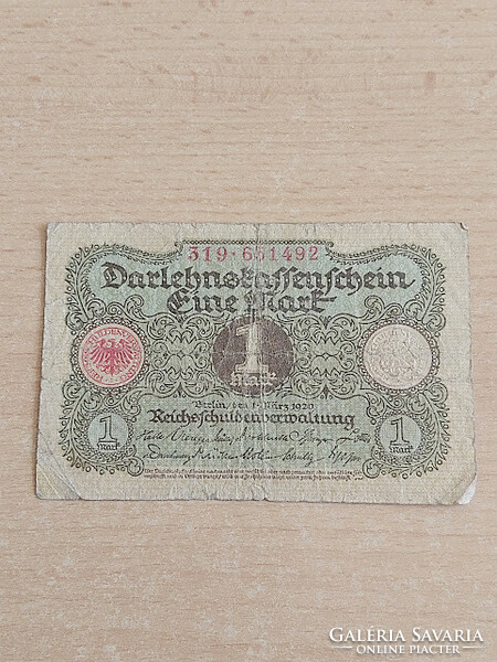 Germany 1 mark 1920 darlehnkassenschein 319
