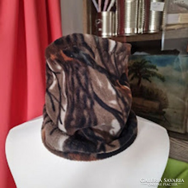 Css04 - fisherman / hunter treemetic hide pattern black striped tube scarf, fleece scarf, neck warmer