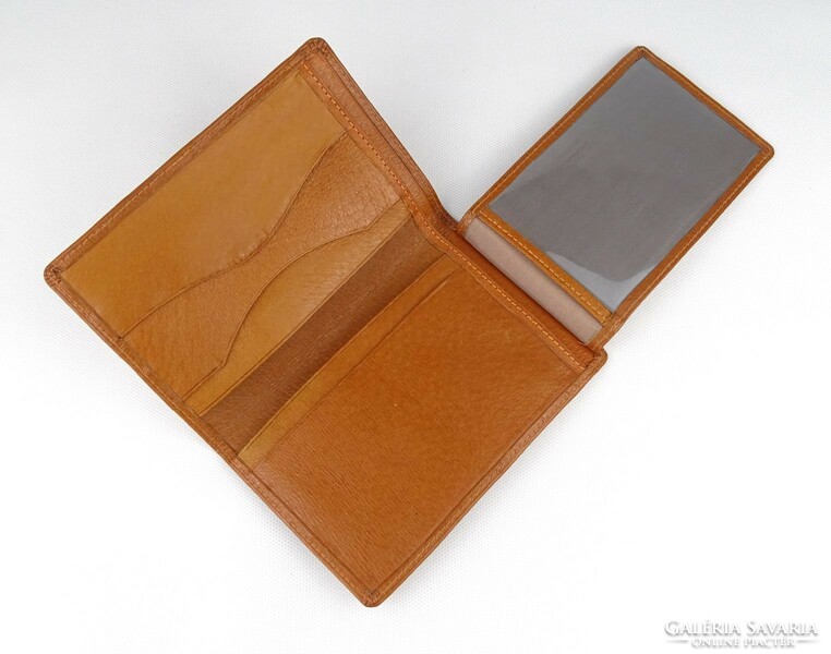 1Q086 Régi használatlan barna bőr tárca pénztárca brifkó 10 x 15.5 cm