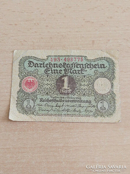 Germany 1 mark 1920 darlehnkassenschein 493