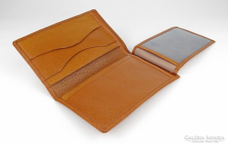 1Q086 Régi használatlan barna bőr tárca pénztárca brifkó 10 x 15.5 cm