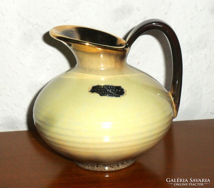 Vintage carstens tönnieshof gilt, drip glaze, circa 1970 German ceramic, vase with handles.