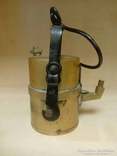 Antique copper carbide mining lamp