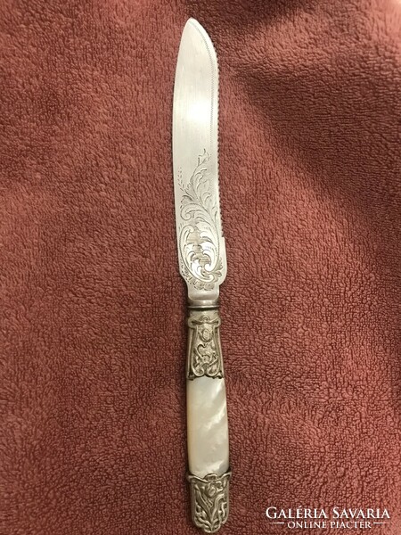 Art nouveau silver knife with mother-of-pearl handle leaf opener