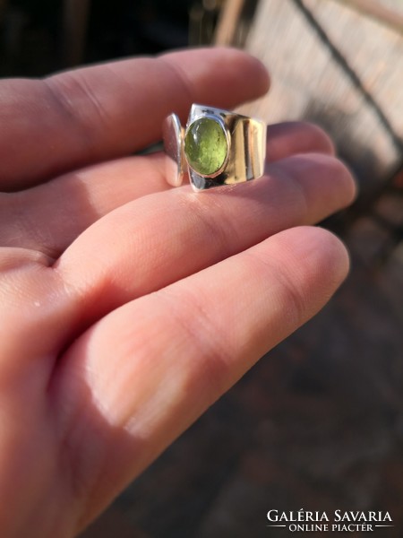 Beautiful silver ring with green tourmaline stones
