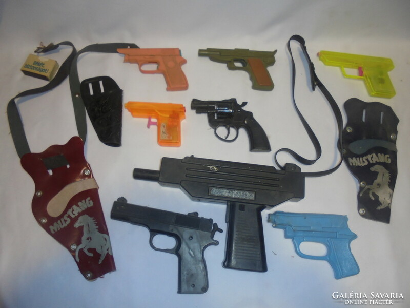 Retro toy pistols, holders - together - found condition, for repair, replacement