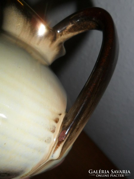 Vintage Carstens Tönnieshof aranyozott, csepegtető mázas, 1970-körüli Német kerámia, füles váza.